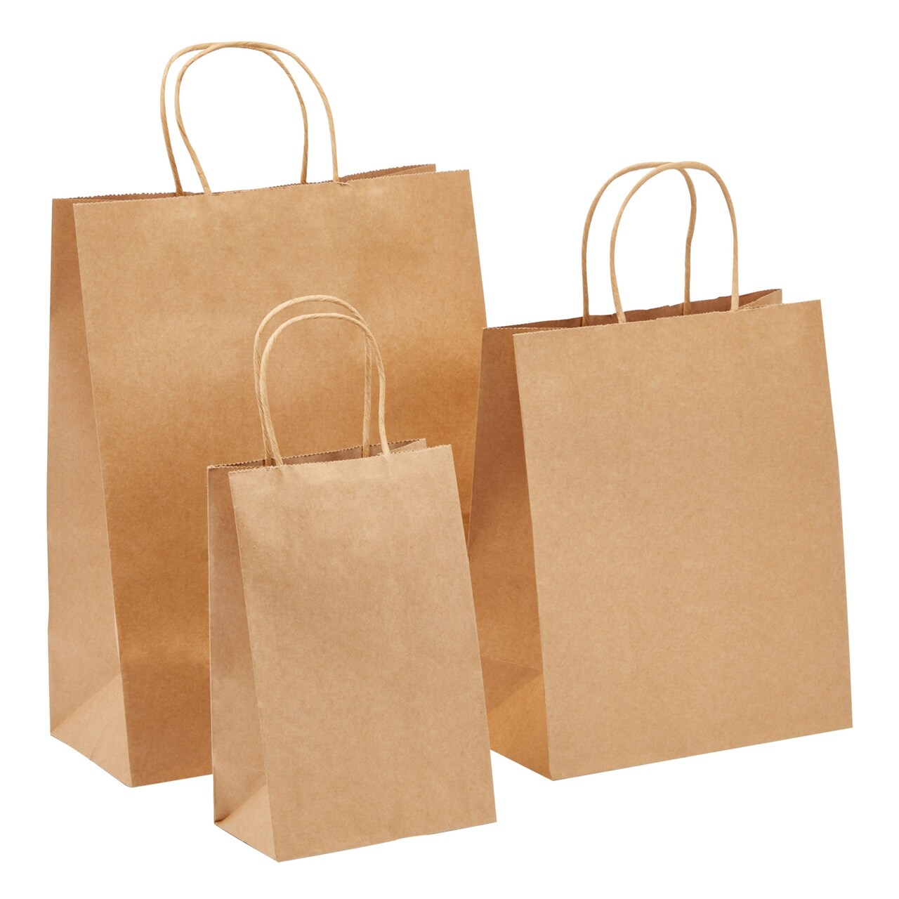 90 Pack Gift Bags with Handles, Brown Kraft Paper Bags for Small Business, Boutiques, Shopping, DIY Crafts (Small, Medium, Large)